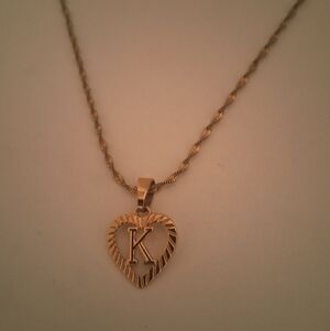 "K" Initial Gold Heart Pendant Necklace